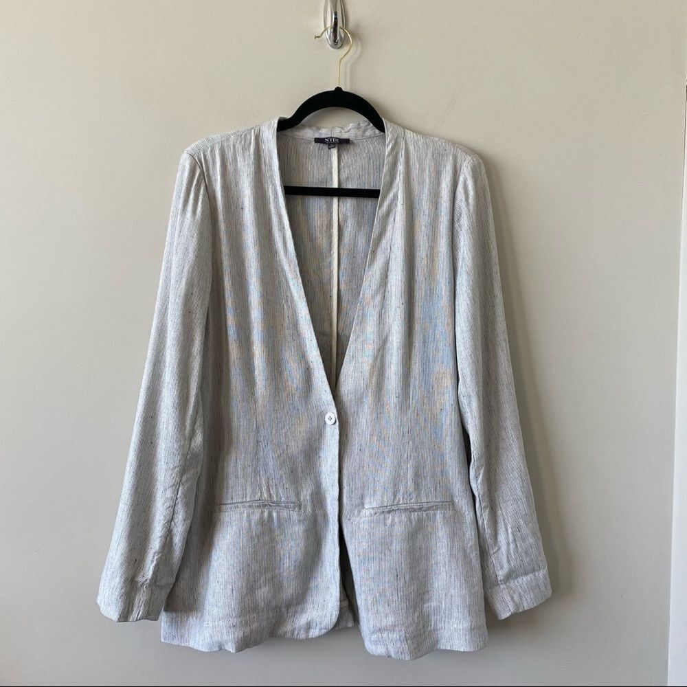 Nwot-nydj Collarless Linen-Blend Blazer (Medium) - Picture 6 of 16